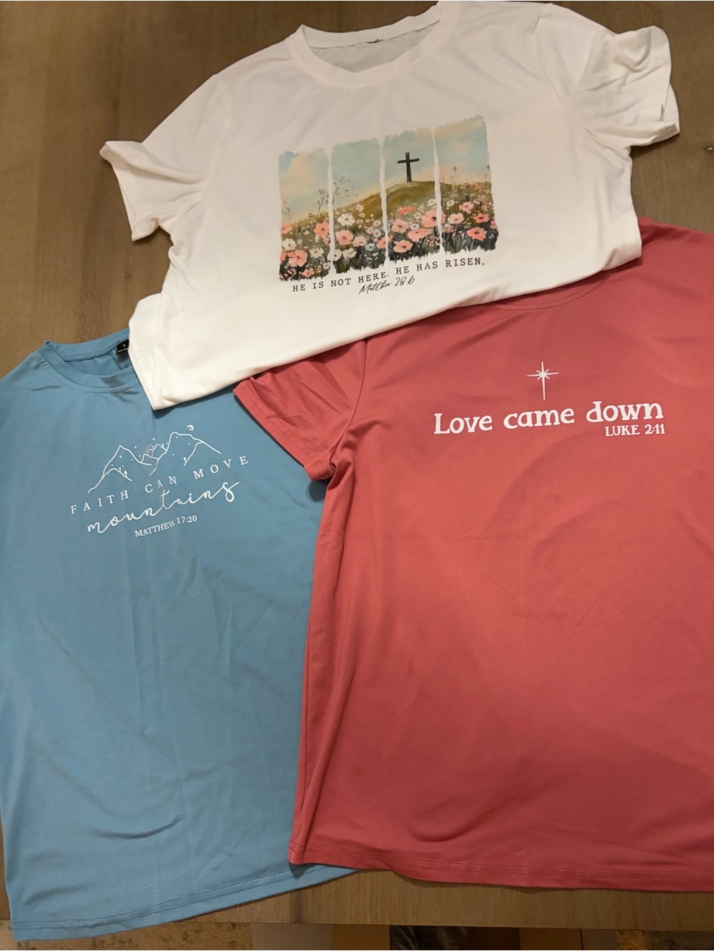 Women’s Bundle of Faith Based Tees - White, Blue, Coral